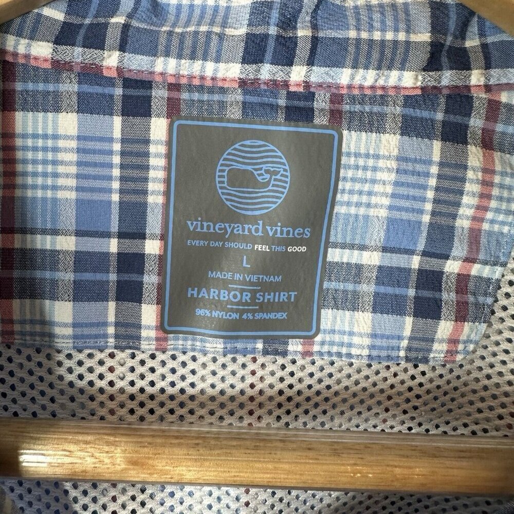Vineyard Vines Harbor Shirt Mens L Blue Plaid Button Down Fishing Vented Outdoor - Picture 7 of 13